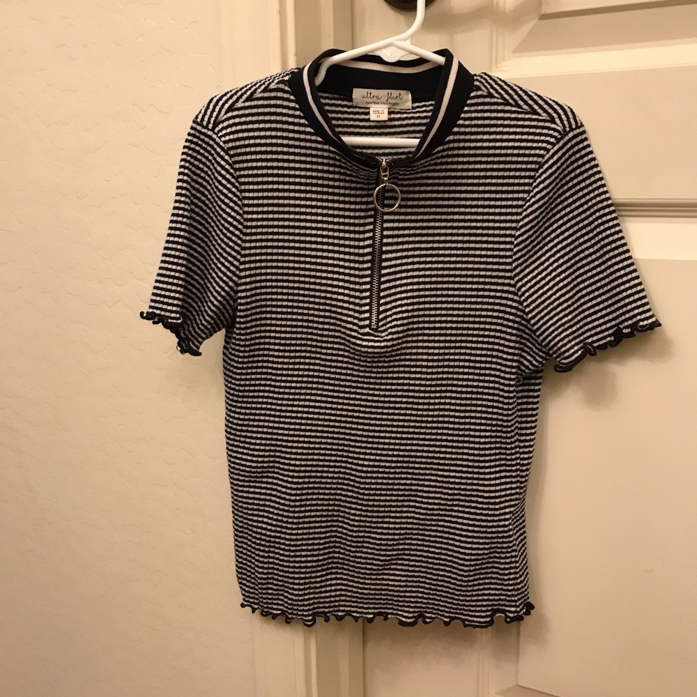 Navy and white crop top